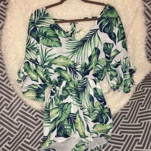 Leaf Pattern Romper--Shorts.